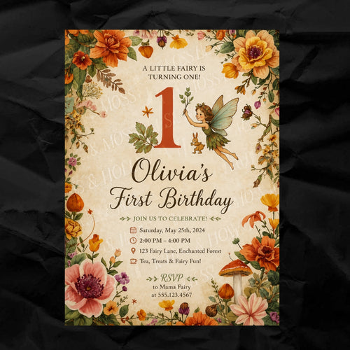 Custom Fairy First Birthday Invitation | Woodland Birthday Printable